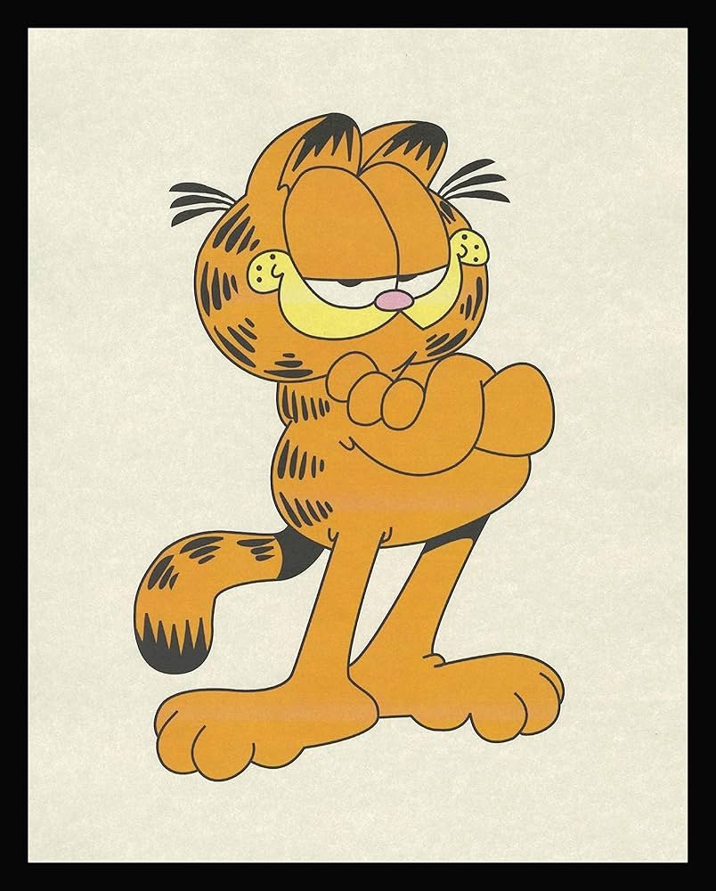 Garfield cartoon character, classic orange tabby pose - one of ~90 Garfield training images