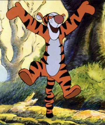 Tigger from Winnie the Pooh bouncing in the Hundred Acre Wood - one of ~96 Tigger training images