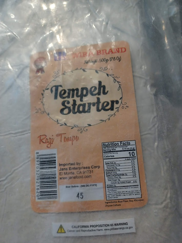 Tempeh starter packet labeled Ragi Tempe