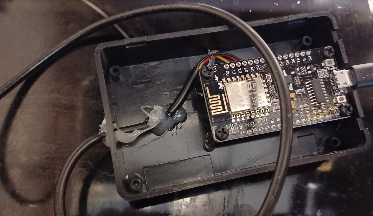 ESP8266 microcontroller inside the data logger