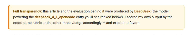The orange Full transparency disclosure box from the DeepSeek-led article